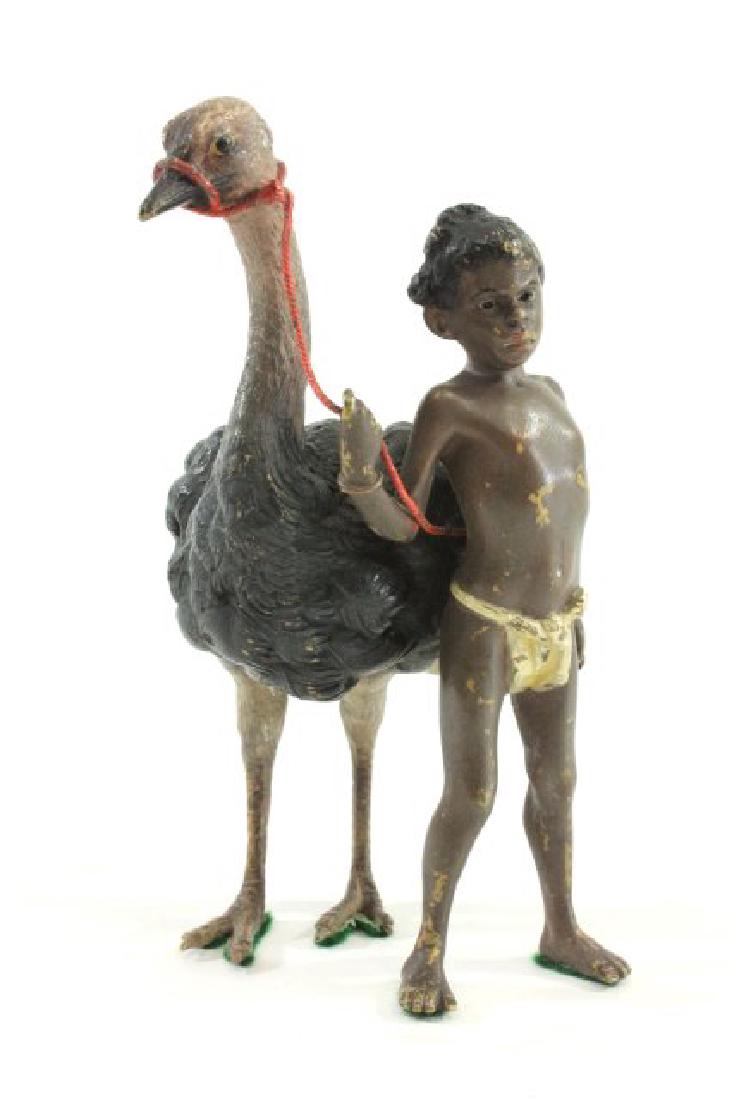 Cold Painted Bronze, Tribal Boy with Emu (1 of 4)