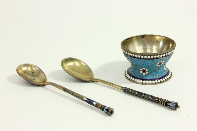 3 Antique Russian Enamel Silver Pieces (1 of 8)