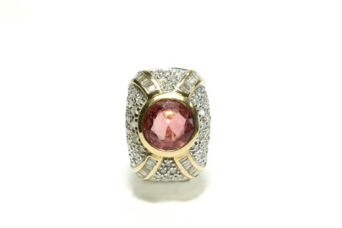 14K Yellow Gold, Pink Tourmaline, & Diamond Ring (1 of 4)