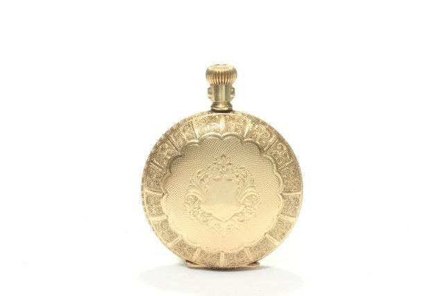 Elgin 14K Yellow Gold Closed Face Pocket Watch: Approx. 25.4 dwt with works. Not working.
