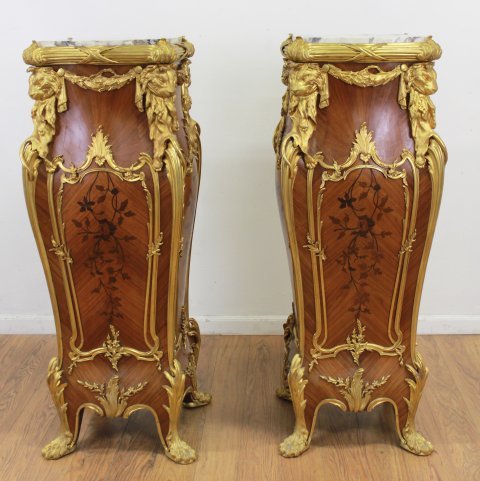 Pair Bronze Mounted Marble Top Pedestals (1 of 9)