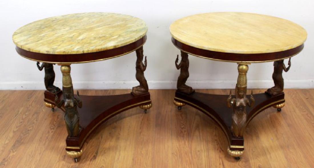 Pair Russian Egyptian Revival Round Center Tables (1 of 6)