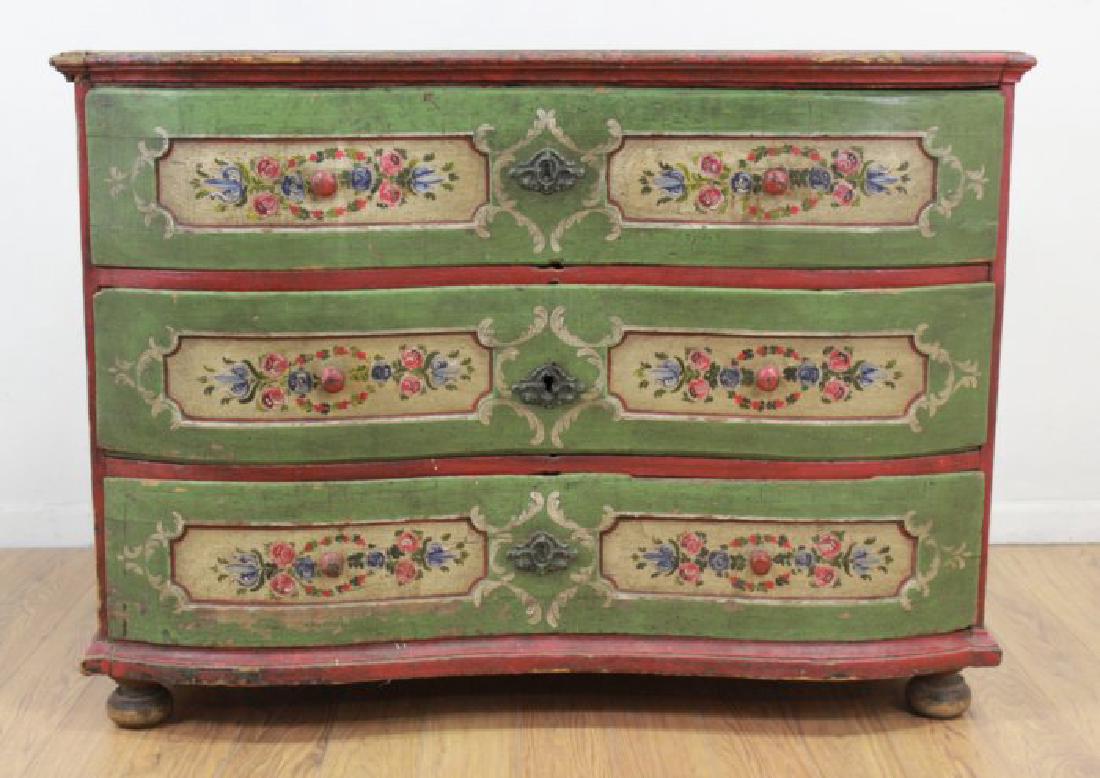 18th C. Paint Decorated 3-Drawer Italian Commode (1 of 7)