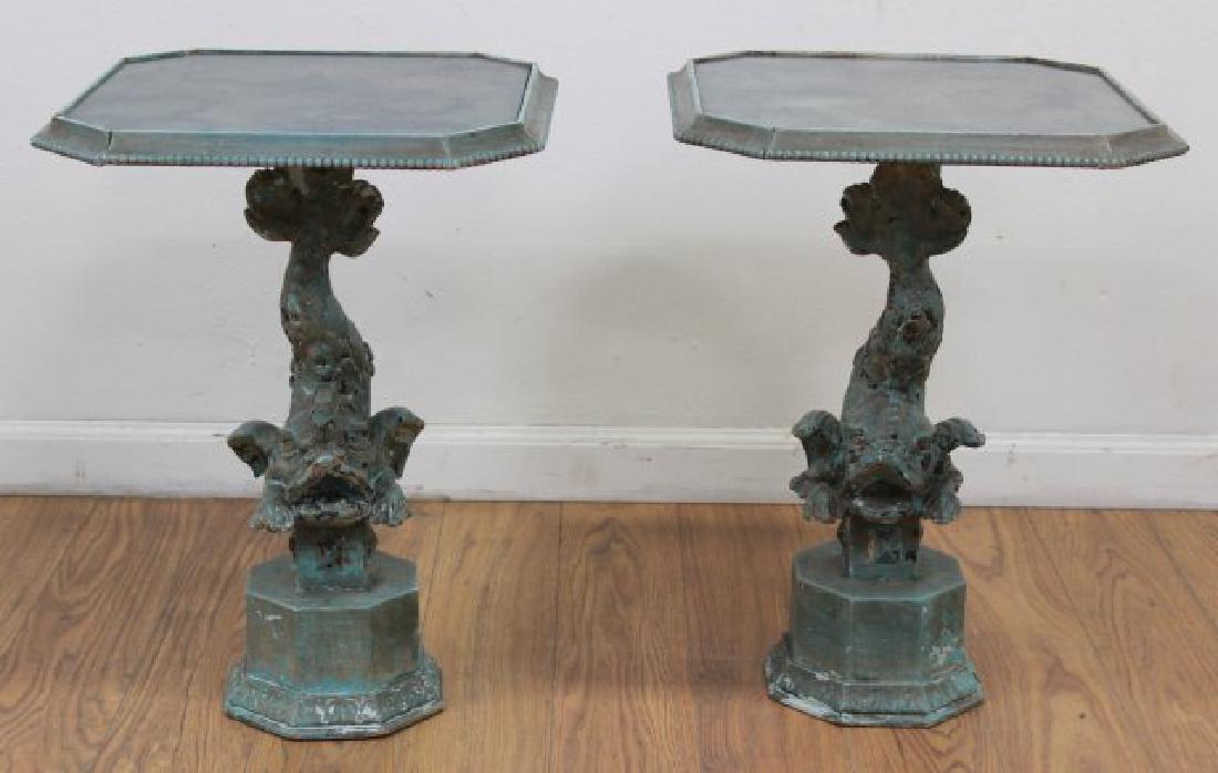 Wood Paint Decorated Mirrored Top Side Tables (1 of 5)