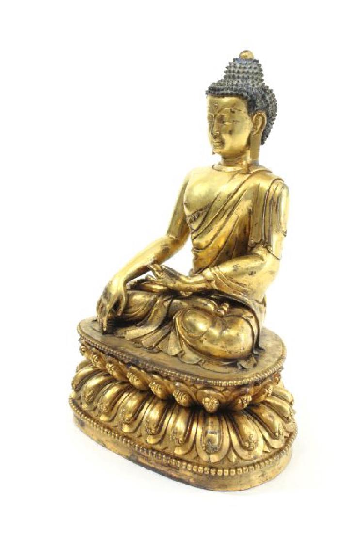 Chinese Gilt Bronze Seated Buddha Sitting on Lotus (1 of 9)