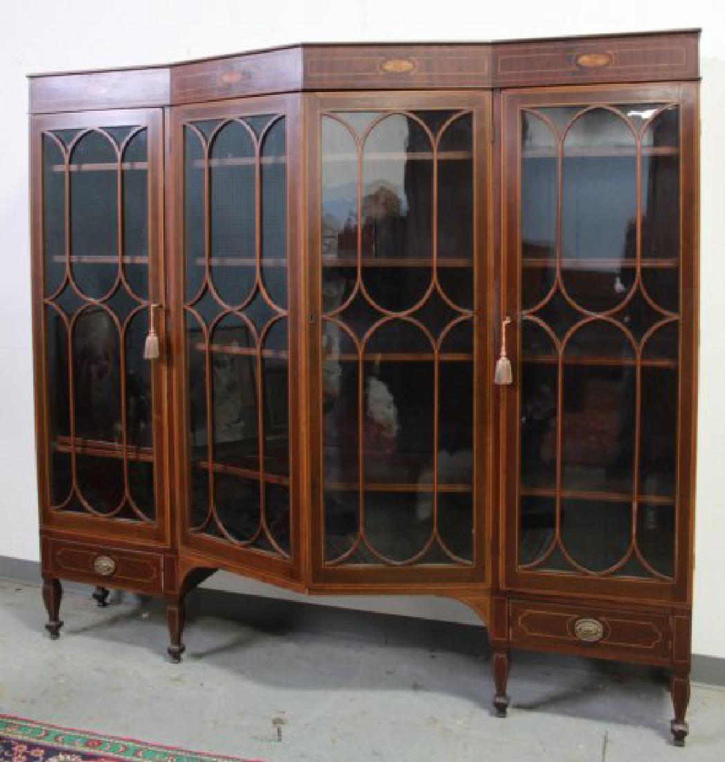 George III Style Inlaid Mahogany Library Cabinet (1 of 3)