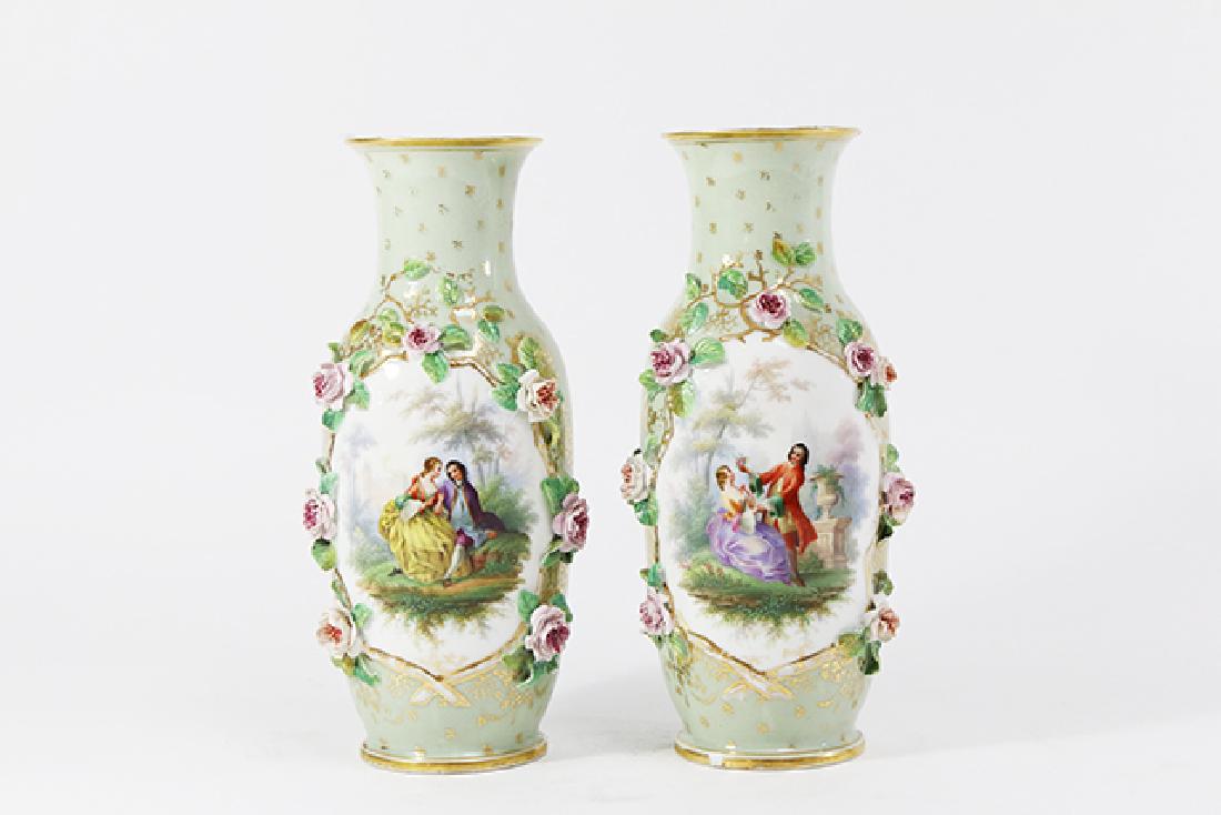 Pair 19th C. Old Paris Porcelain Vases (1 of 4)
