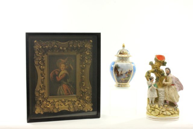 2 Porcelain Pieces & Gilt Framed Print (1 of 7)