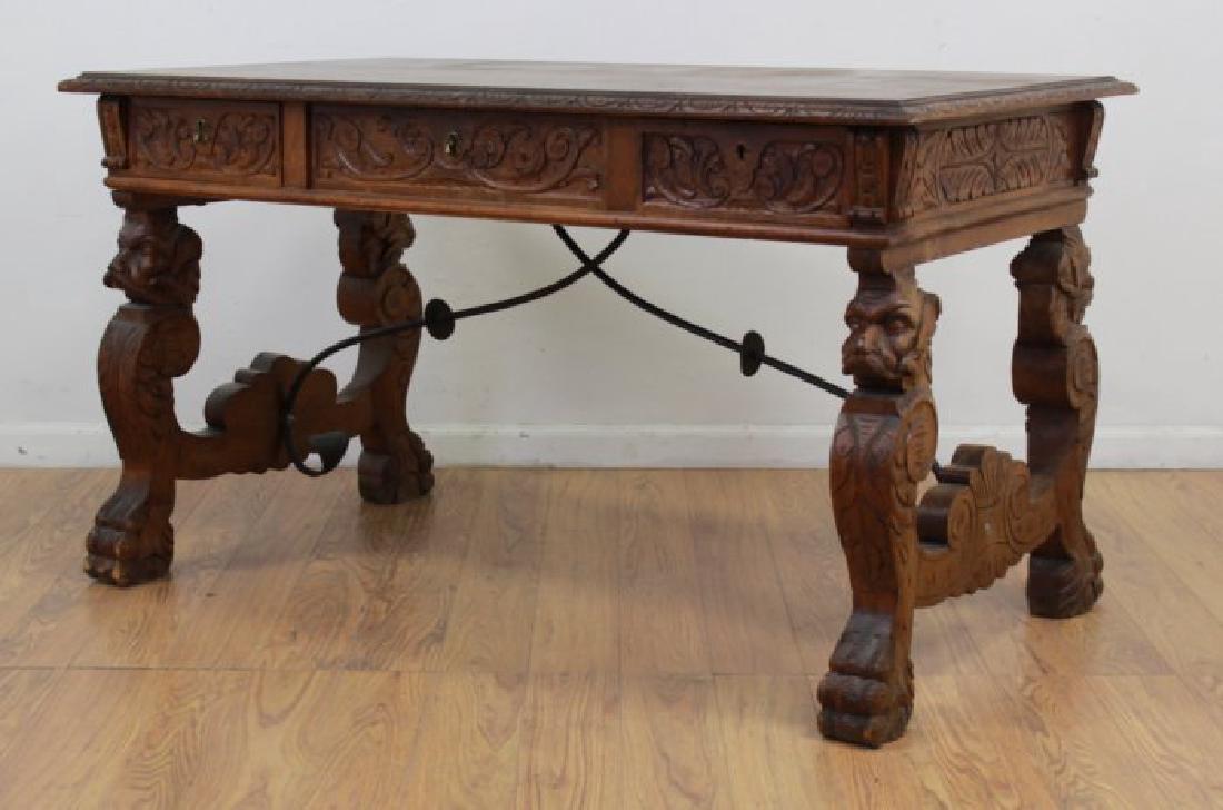 Carved Walnut Continental Desk (1 of 7)