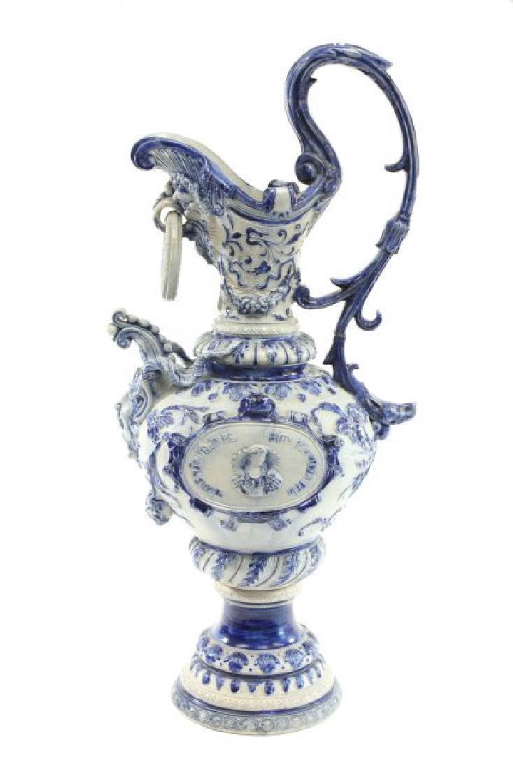 German 19th C. Basalt Cobalt Blue & White Ewer (1 of 8)