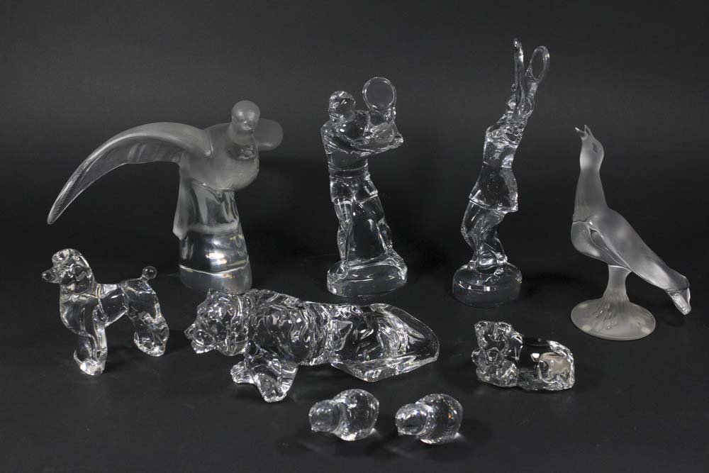 Group Lot of Lalique & Baccarat Figures (1 of 10)