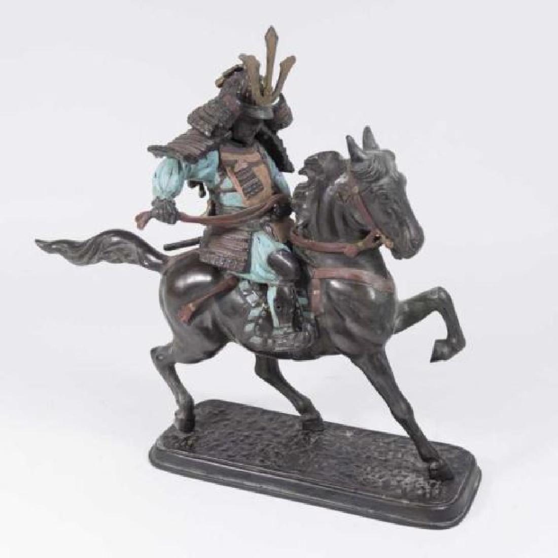 :Japanese 2-Pc Bronze Sculpture, Samurai Warrior (1 of 5)