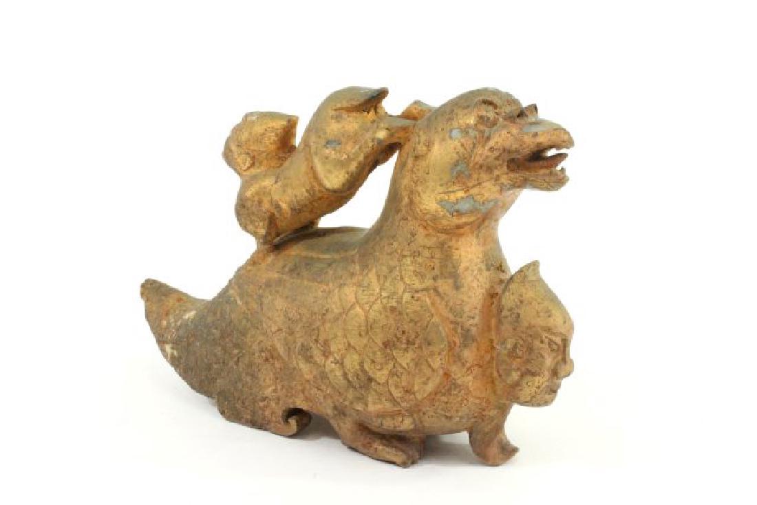 Chinese Gilded Carved Stone Dragon (1 of 4)