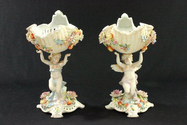 Pair Porcelain Figural Compotes (1 of 9)