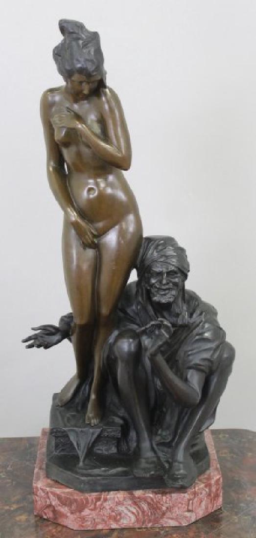 Contemporary Bronze Sculpture, The Slave Trader: French. On marble base. Approx. 28" H with base.