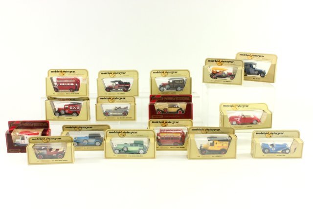 Matchbox Model Cars in Original Box: 16 cars. From a 70-year collection from retiring antique dealer Harvey Sacks.