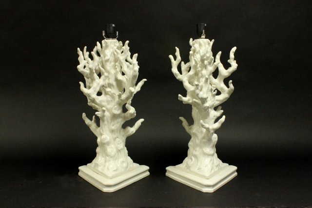 Pair Modern Coral-Shaped Porcelain Lamps (1 of 5)