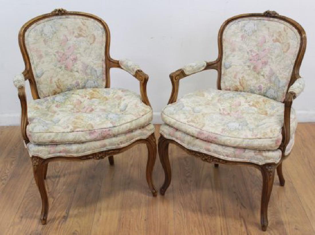 Pair Louis XV Style Fauteuils (1 of 4)