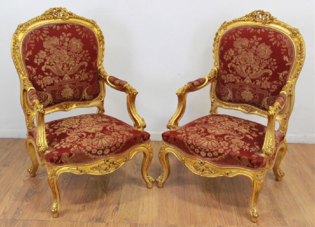 Pair Gilt French Style Chairs (1 of 6)