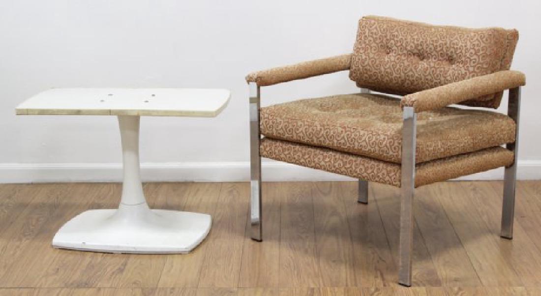 :Chrome Armchair & White Laminate Side Table (1 of 3)