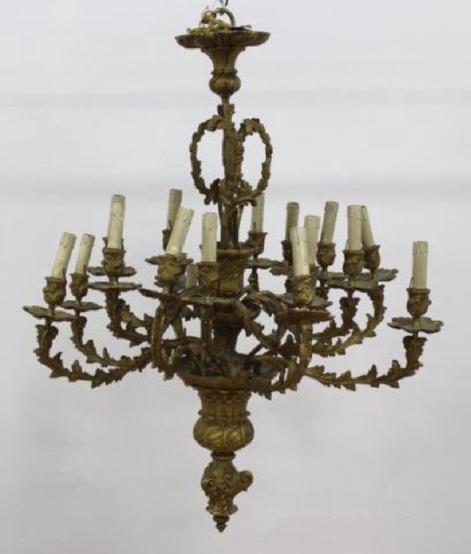 :Bronze 16-Light Chandelier: Approx. 36" H x 28" W.