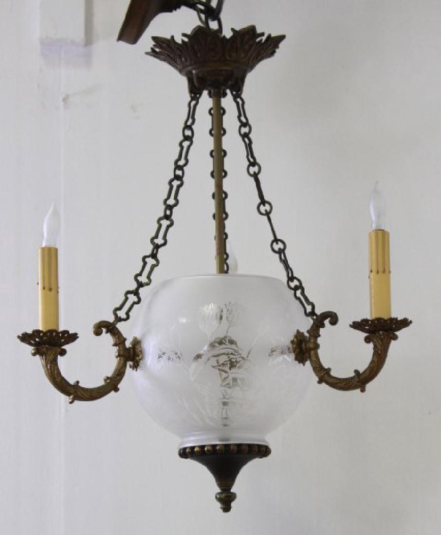 Victorian Style Etched Glass 3-Light Chandelier (1 of 2)