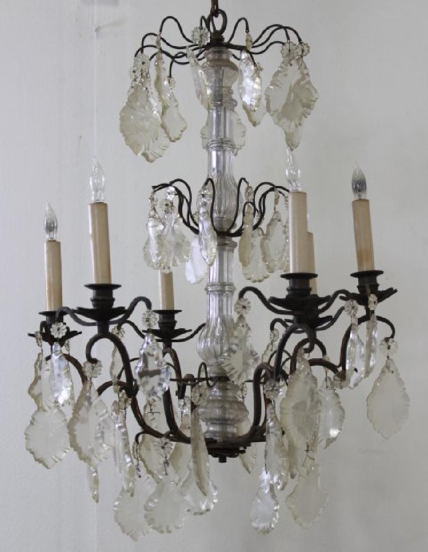 Louis XV Style Faceted & Molded Glass Chandelier: 6-light. Approx. 23 1/2" H x 17" diameter. (092493A)
