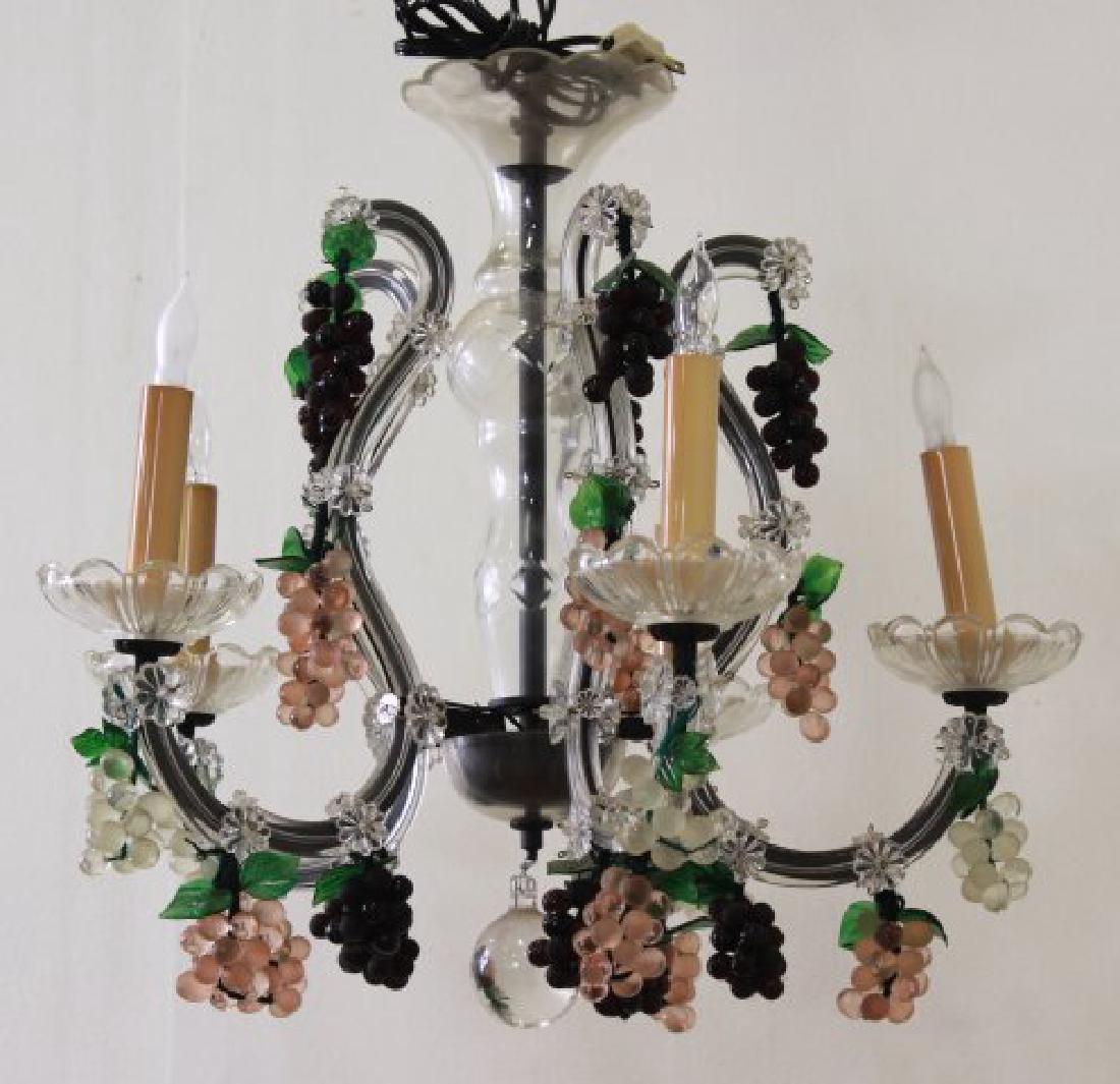 Italian Colored & Clear Glass 5-Light Chandelier (1 of 2)