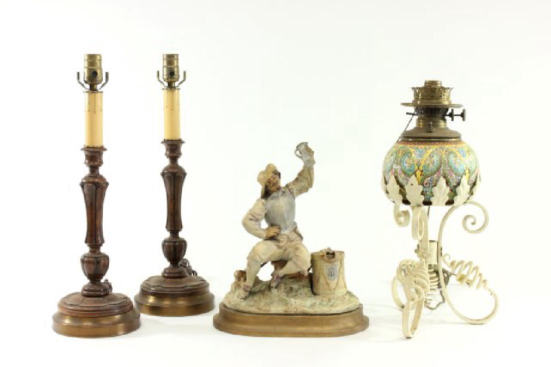 3 Victorian Style Lamps & Spelter Figure (1 of 4)