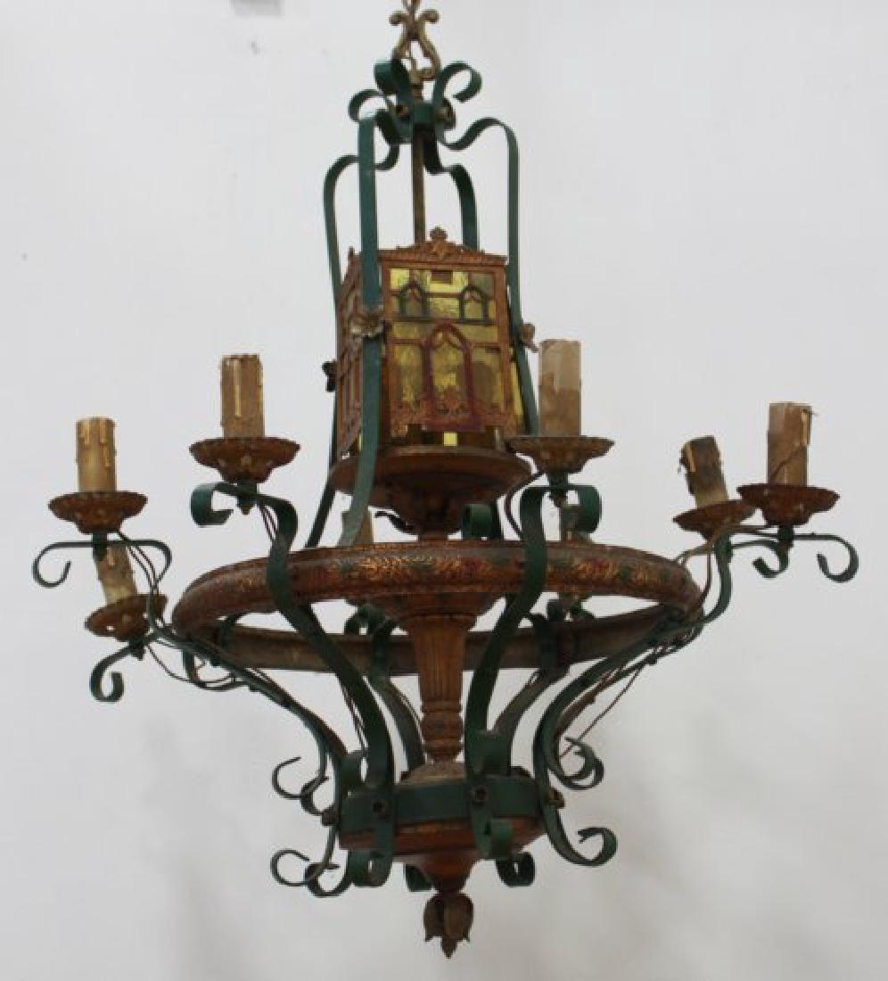 Gothic Style Wrought Iron & Brass Chandelier (1 of 4)