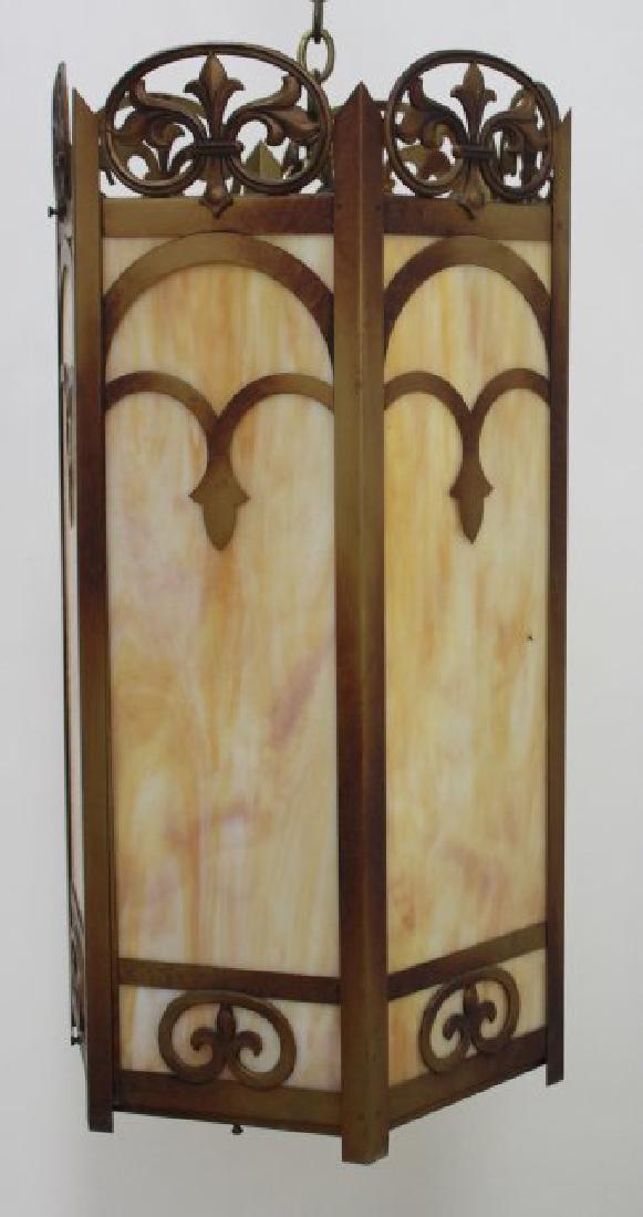 Art Deco Brass 3-Light Chandelier (1 of 2)