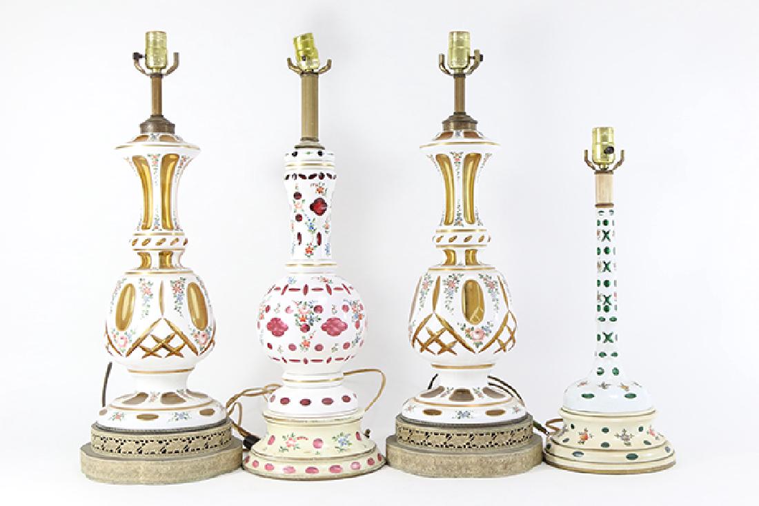 Pair Bohemian Cut to Clear Lamps & 2 Single (1 of 4)