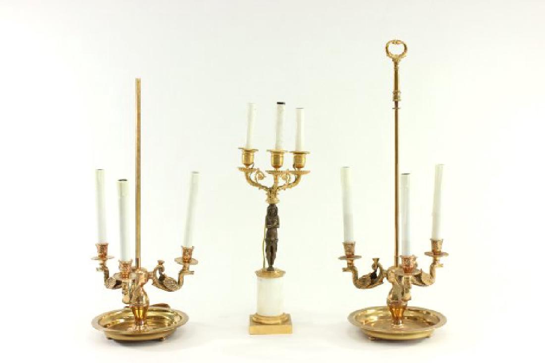 3 Empire Style Brass Bouillotte Lamps (1 of 8)