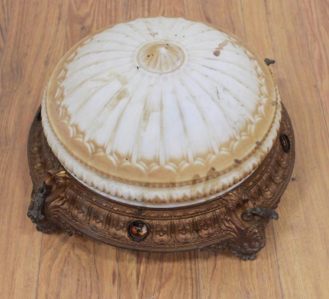 Art Deco Molded Glass White Metal Ceiling Fixture (1 of 3)