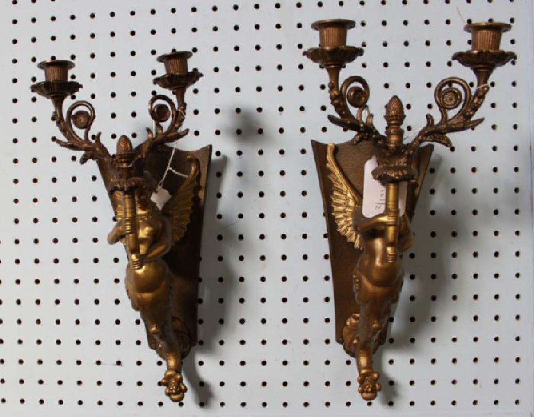 Pair Neoclassic Style Figural Gilt Brass Sconces (1 of 3)