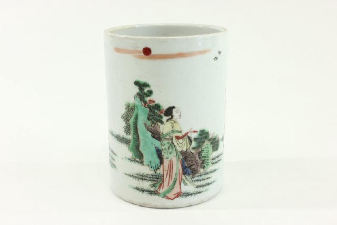 Chinese Famille Verte Porcelain Brush Holder (1 of 5)