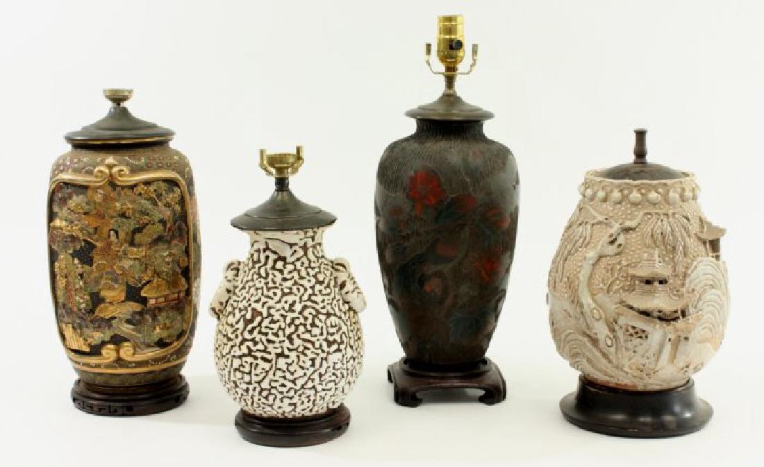 4 Chinese & Japanese Porcelain & Ceramic Lamps (1 of 7)