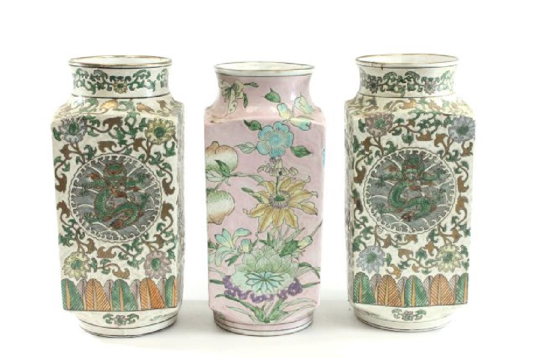 3 Chinese Porcelain Square Vases (1 of 8)