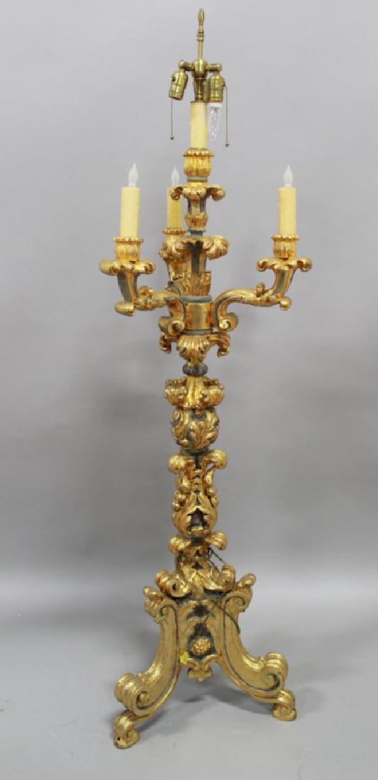 :Italian Baroque Style Giltwood Torchere: Approx. 55 1/2" H. (090601MI)