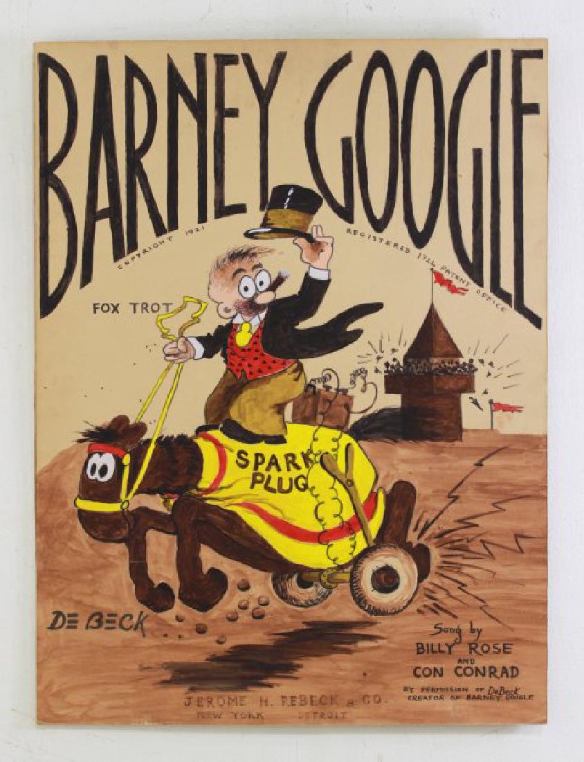 William M. DeBeck, "Barney Google": Pen and ink drawing. Approx. 36" x 27". From a 70-year collection from retiring antique dealer Harvey Sacks.