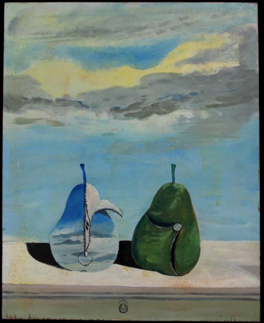 Dan Bota, "Poire D'Hiver": Oil on board. Signed bottom. Titled rear. Dan Bota (born 1935). Approx. 16" x 13" sight, 18" x 15" framed. (6221)