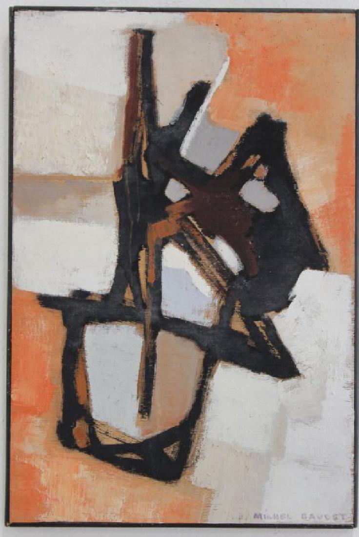 Michel Gaudet, Abstract: Oil on wood panel. Signed lower right. Michel Gaudest (born 1924). Approx. 18" x 12". (6221)