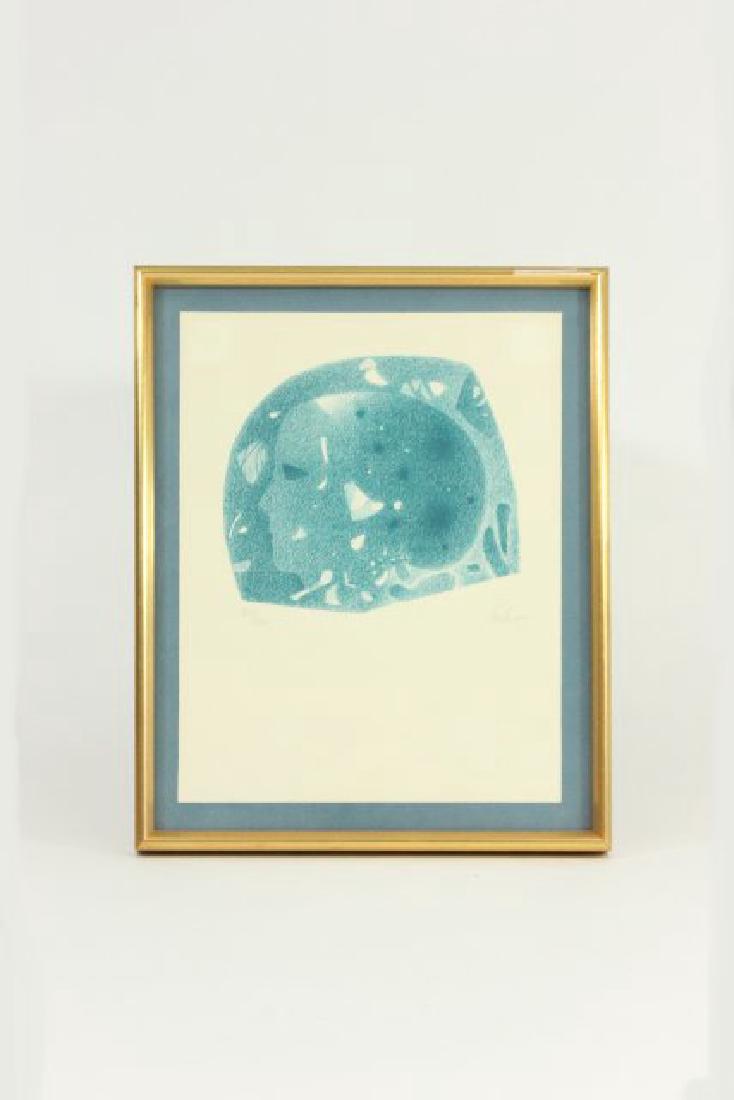 Hector Poleo, Profile of Woman: Color lithograph. Pencil signed and numbered 20/100. Hector Poleo (1918-1989). Approx. 9" x 7" sight, 10 1/2" x 8 1/2" framed. (6221)