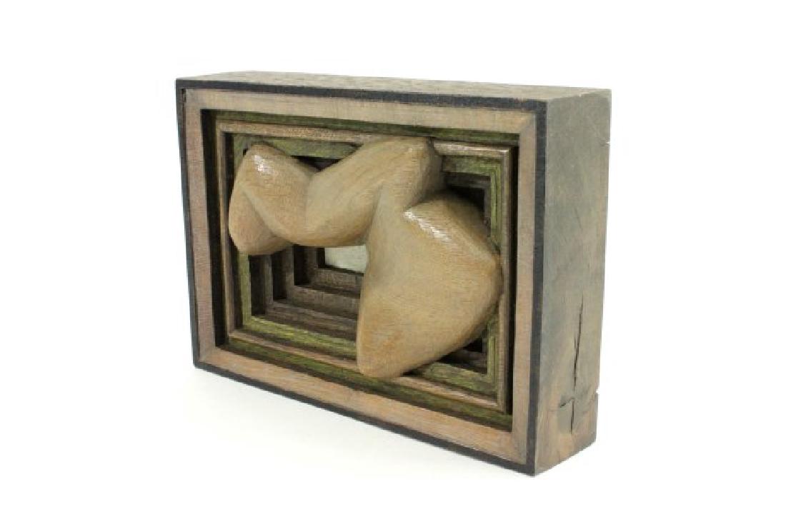 Abstract Form Wood: Signed illegibly and dated 1976 on side. Approx. 8 1/2" x 11 3/4". (6221)
