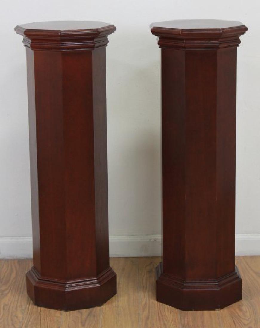 Pair Mahogany Pedestals: Approx. 36" H x 12" W.