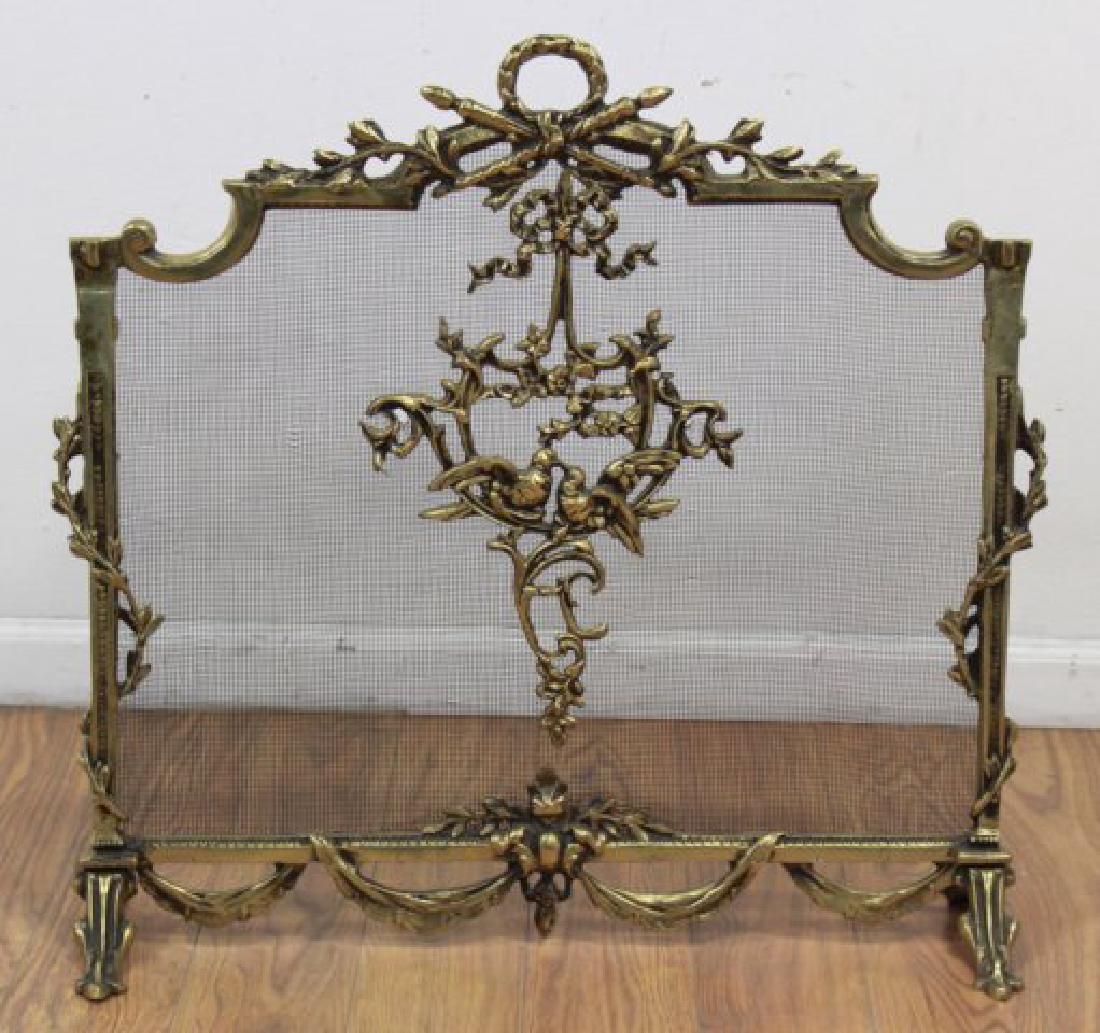 Brass Firescreen: Reproduction. Approx. 26 1/2" H x 28 1/2" W.