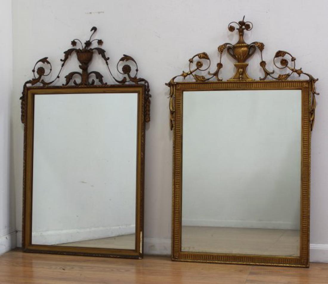 2 Giltwood Floral Mirrors: Approx. 45" H x 23". Some losses to gesso.