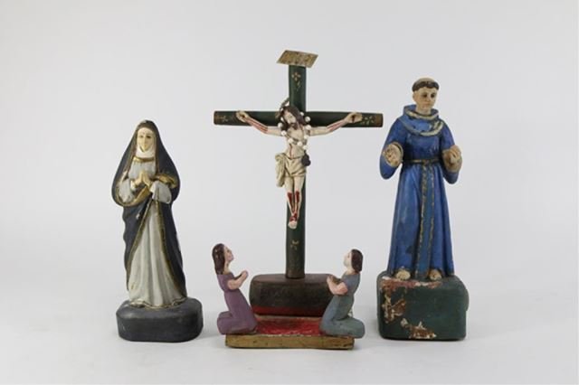 3 Carved Polychrome Religious Figures (1 of 7)