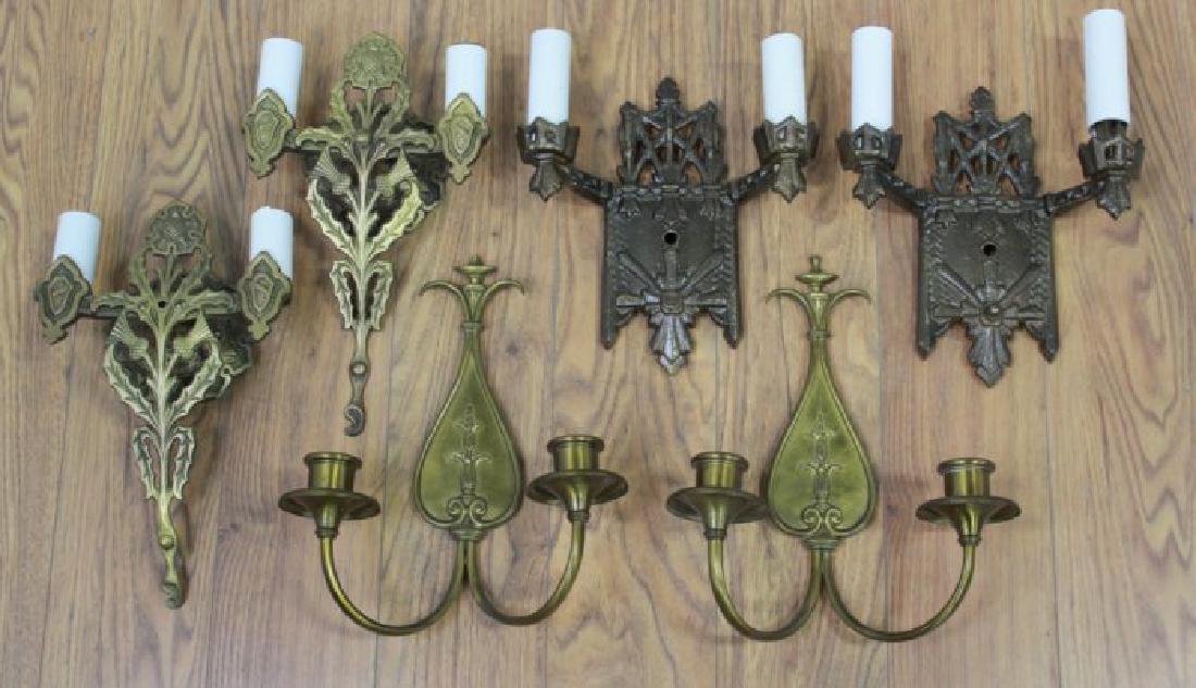 3 Pairs Art Deco Cast Brass Sconces (1 of 4)