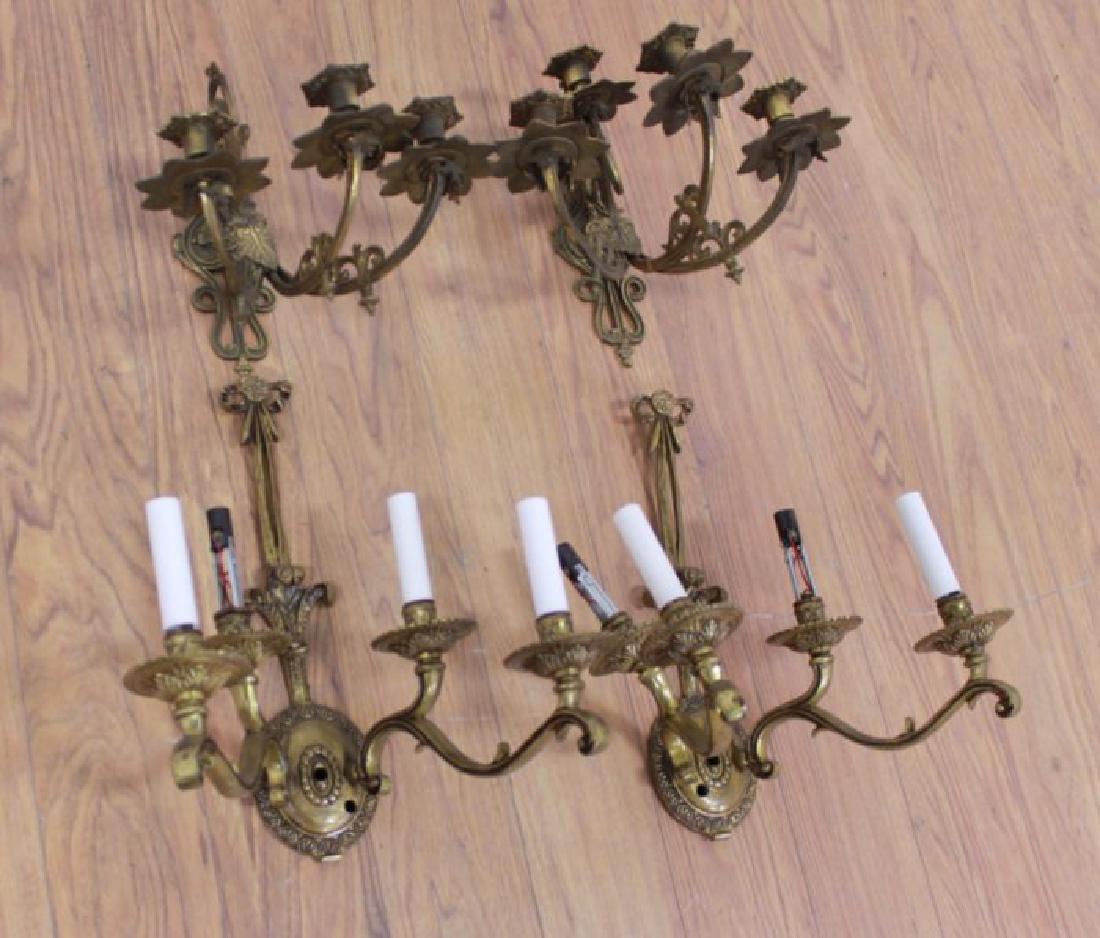 2 Pairs Neoclassic Style Brass Sconces (1 of 3)